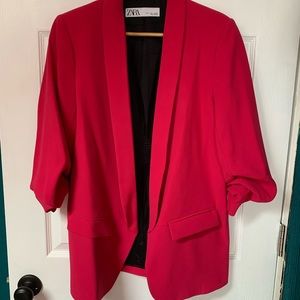Zara fuchsia pink open front blazer